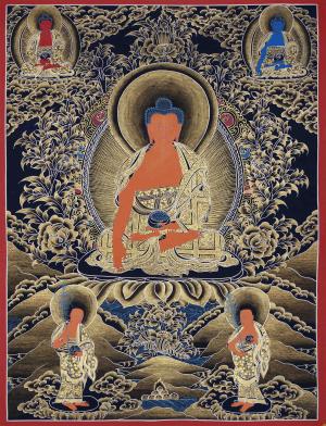 Shakyamuni Buddha With Amitabha and Medicine Buddha | Tibetan Buddhist Arts